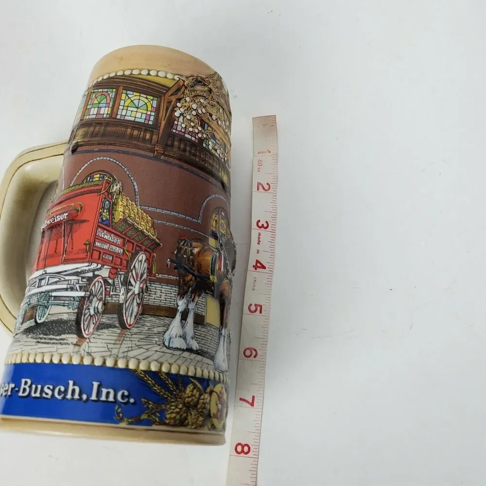 Vintage Budweiser Holiday Stables Clydesdale Beer Stein‎ Large Mug